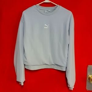 Cute Puma Sweatshirt baby blue mesh overlay size xs